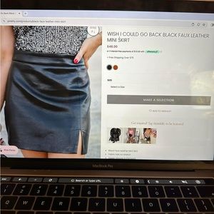 Pink Lily Black Faux Leather Mini Skirt - Size Small (25/26)